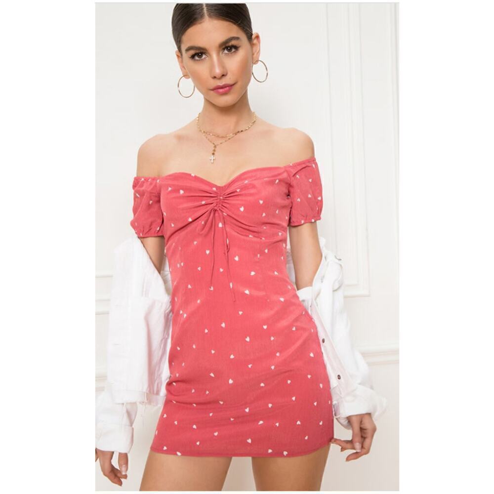 Superdown Womens Angie Mini Dress Size Small Pink Hearts Valentines Day Revolve